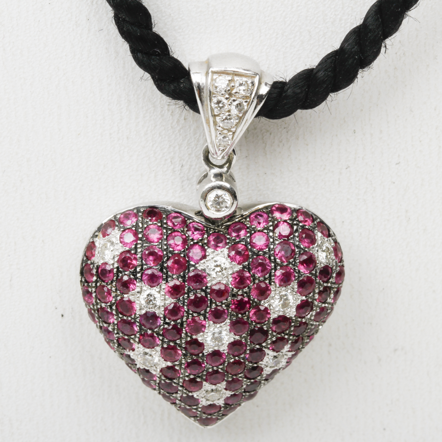 Le Vian 14K White Gold, Ruby, and Diamond Heart Pendant Necklace | EBTH